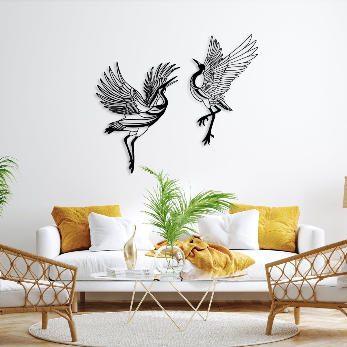 Sandhill Crane Metal Wall Art (Set of 2) - BrossHome Metal Wall Art