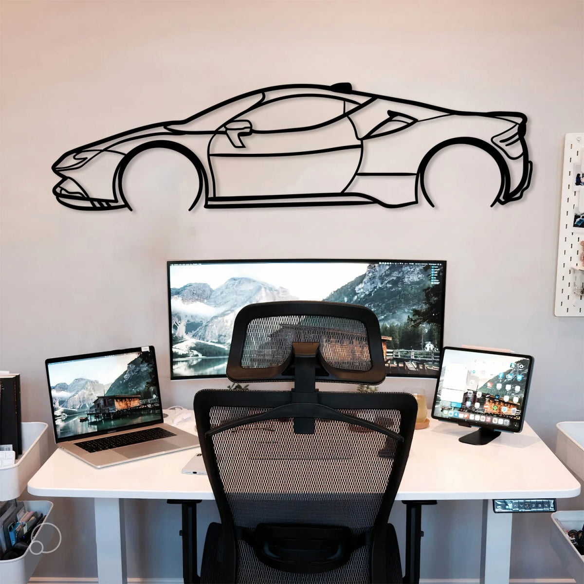 SF 90 Stradale Metal Car Silhouette Wall Art - BrossHome Metal Wall Art