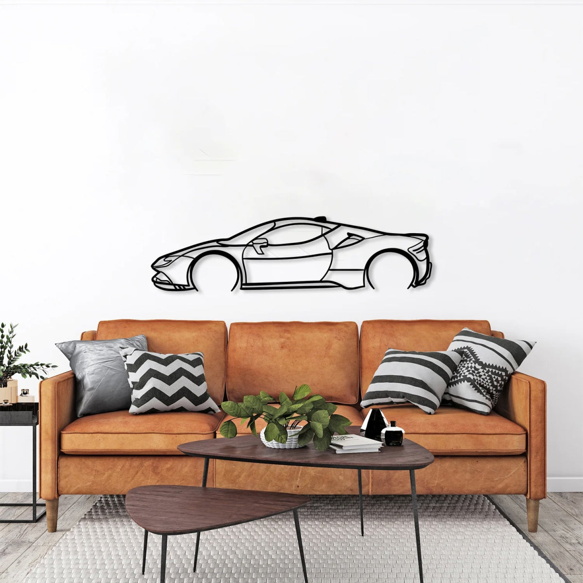 SF 90 Stradale Metal Car Silhouette Wall Art - BrossHome Metal Wall Art