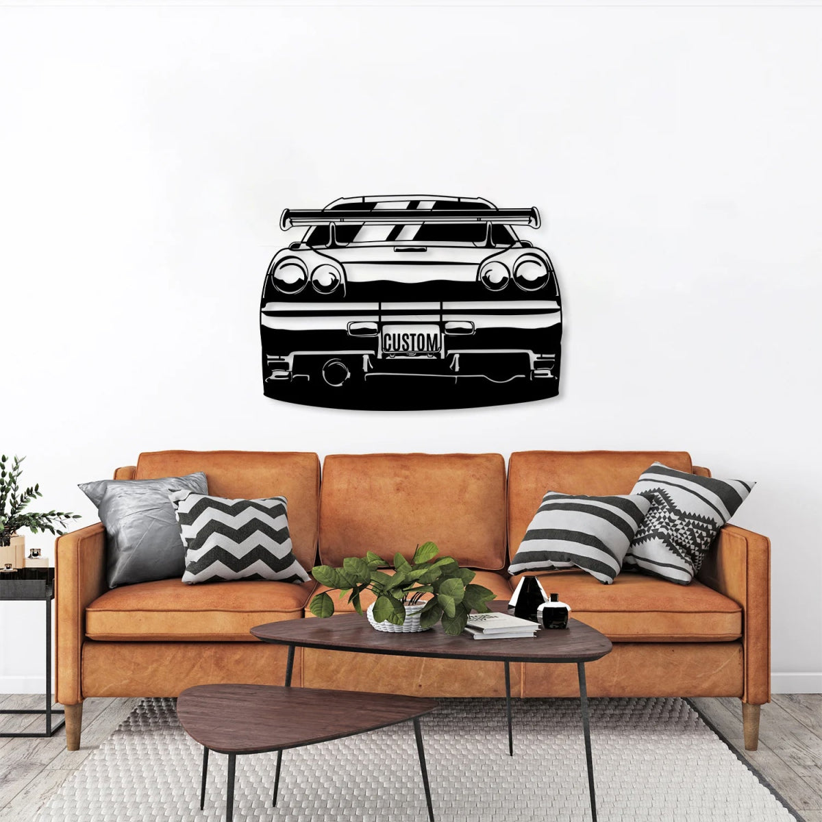 Skyline R34 Car Silhouette Metal Wall Art (Back View) - BrossHome Metal Wall Art