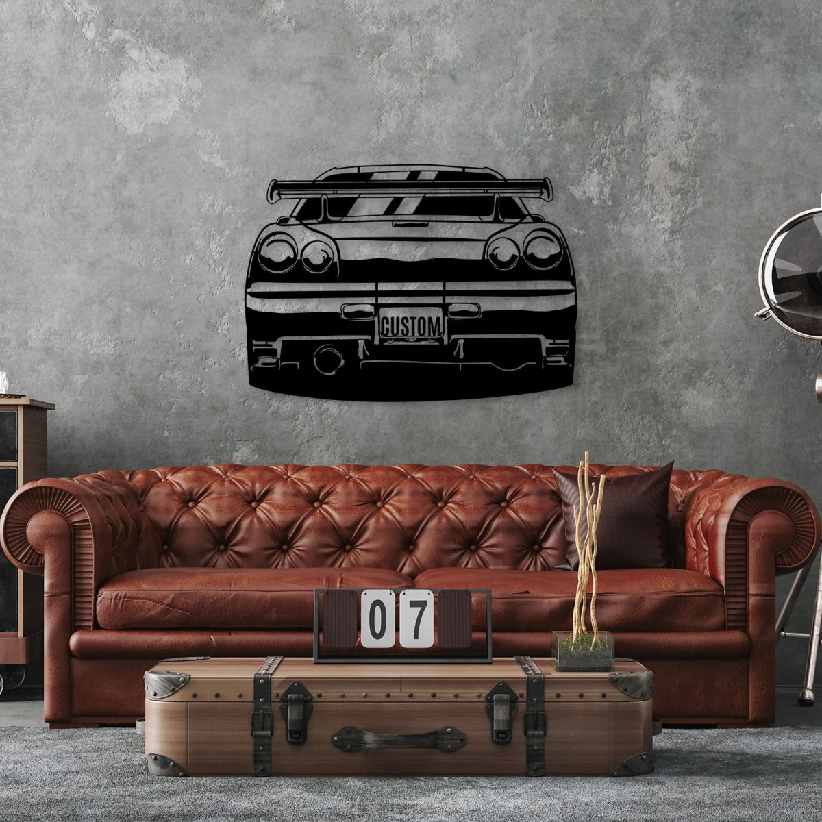 Skyline R34 Car Silhouette Metal Wall Art (Back View) - BrossHome Metal Wall Art