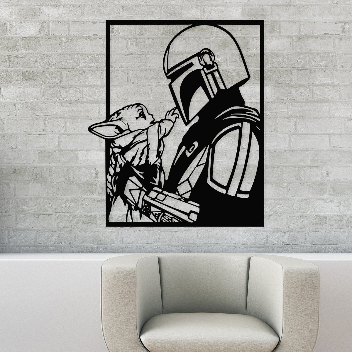 Space Warrior & Alien Child Metal Wall Art - BrossHome Metal Wall Art