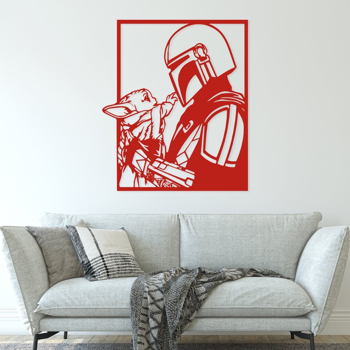 Space Warrior & Alien Child Metal Wall Art - BrossHome Metal Wall Art