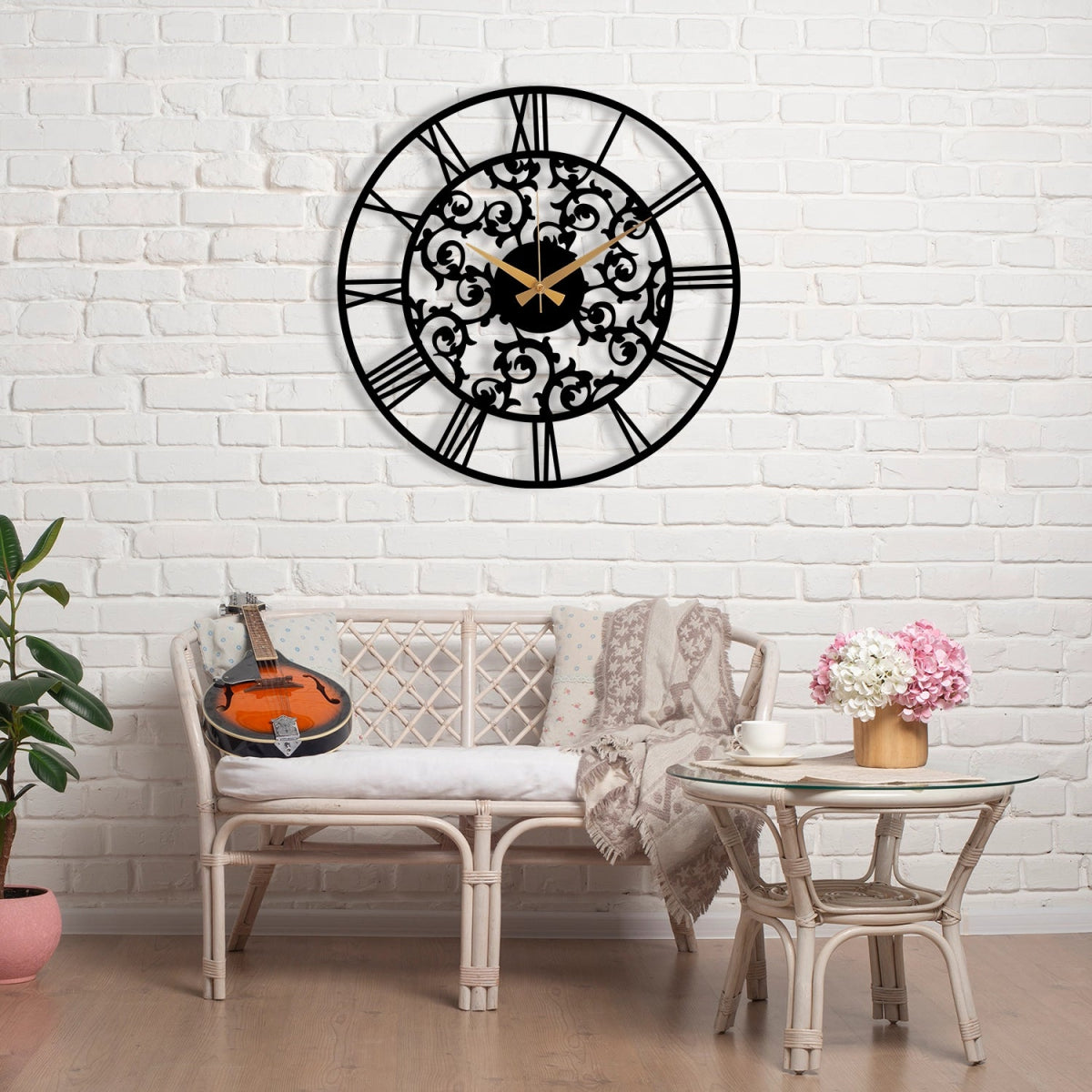 STYLISH EMBROIDERED METAL WALL CLOCK - BrossHome Metal Wall Art