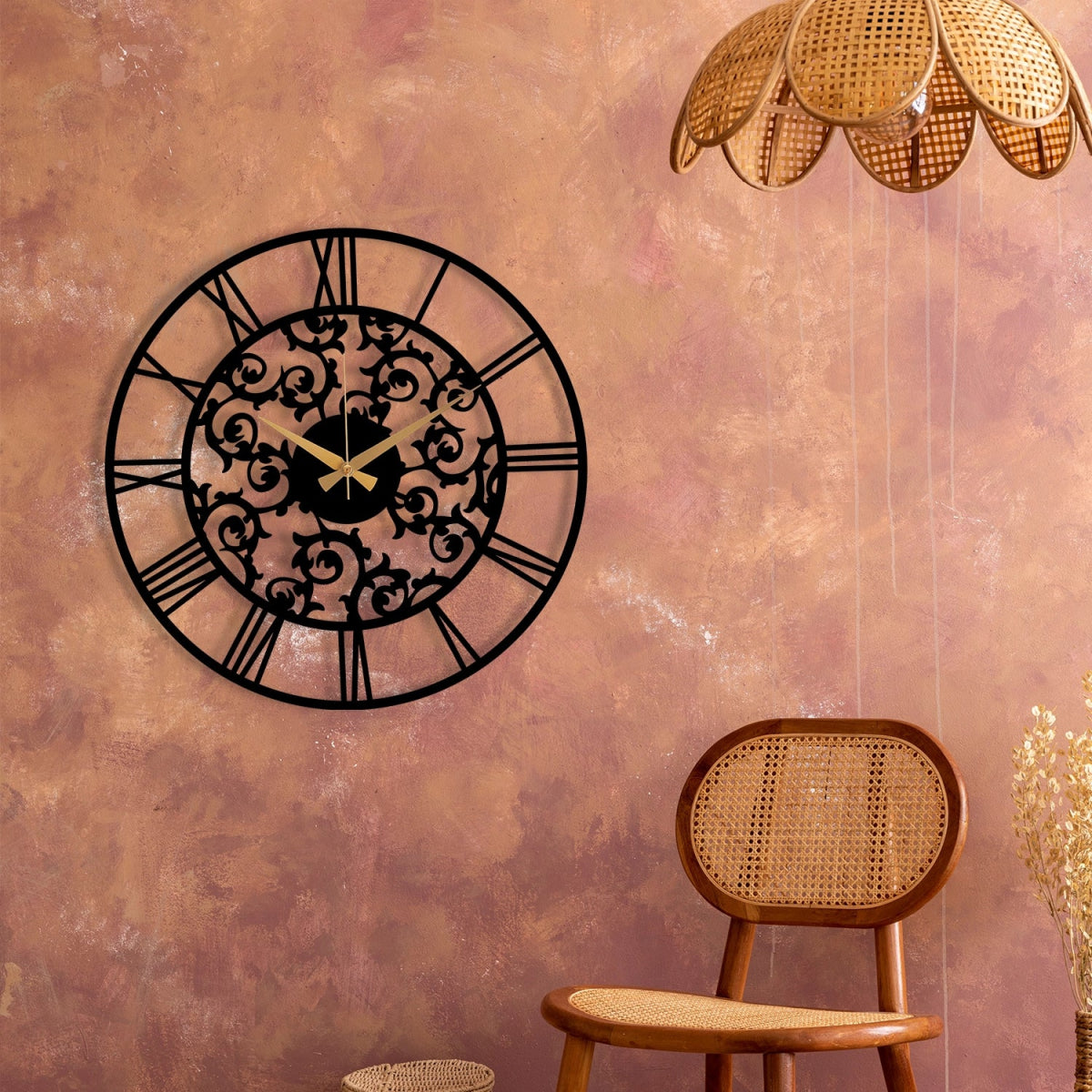 STYLISH EMBROIDERED METAL WALL CLOCK - BrossHome Metal Wall Art
