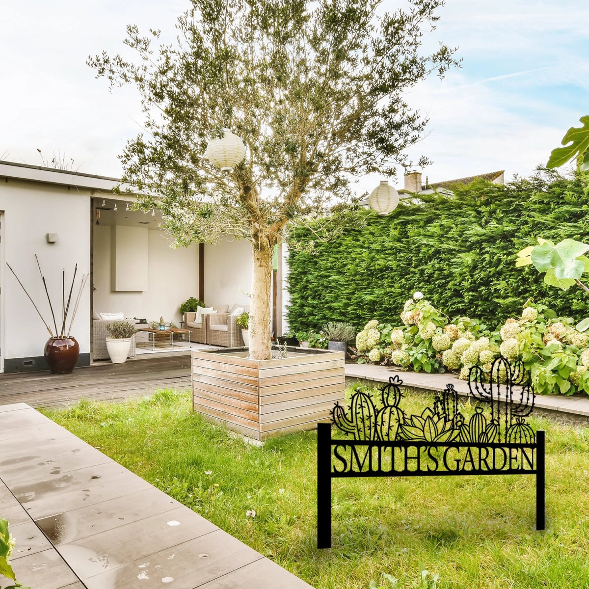 Stylish Personalized Cactus Metal Garden Sign - Custom Wall Art - BrossHome Metal Wall Art