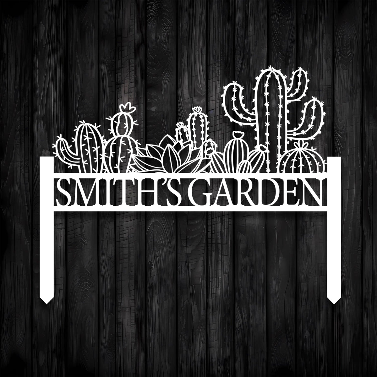 Stylish Personalized Cactus Metal Garden Sign - Custom Wall Art - BrossHome Metal Wall Art