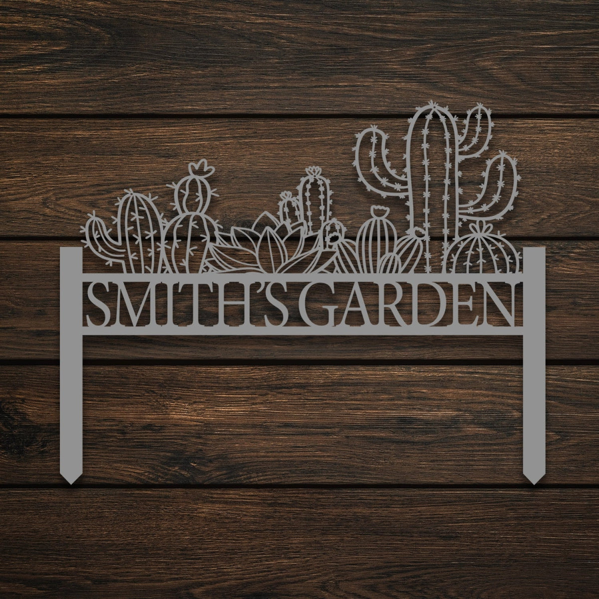 Stylish Personalized Cactus Metal Garden Sign - Custom Wall Art - BrossHome Metal Wall Art