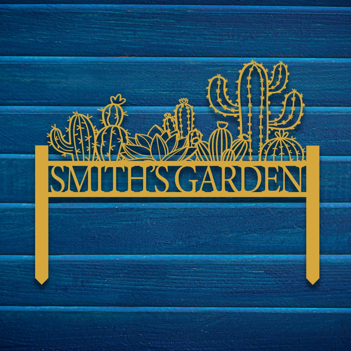 Stylish Personalized Cactus Metal Garden Sign - Custom Wall Art - BrossHome Metal Wall Art