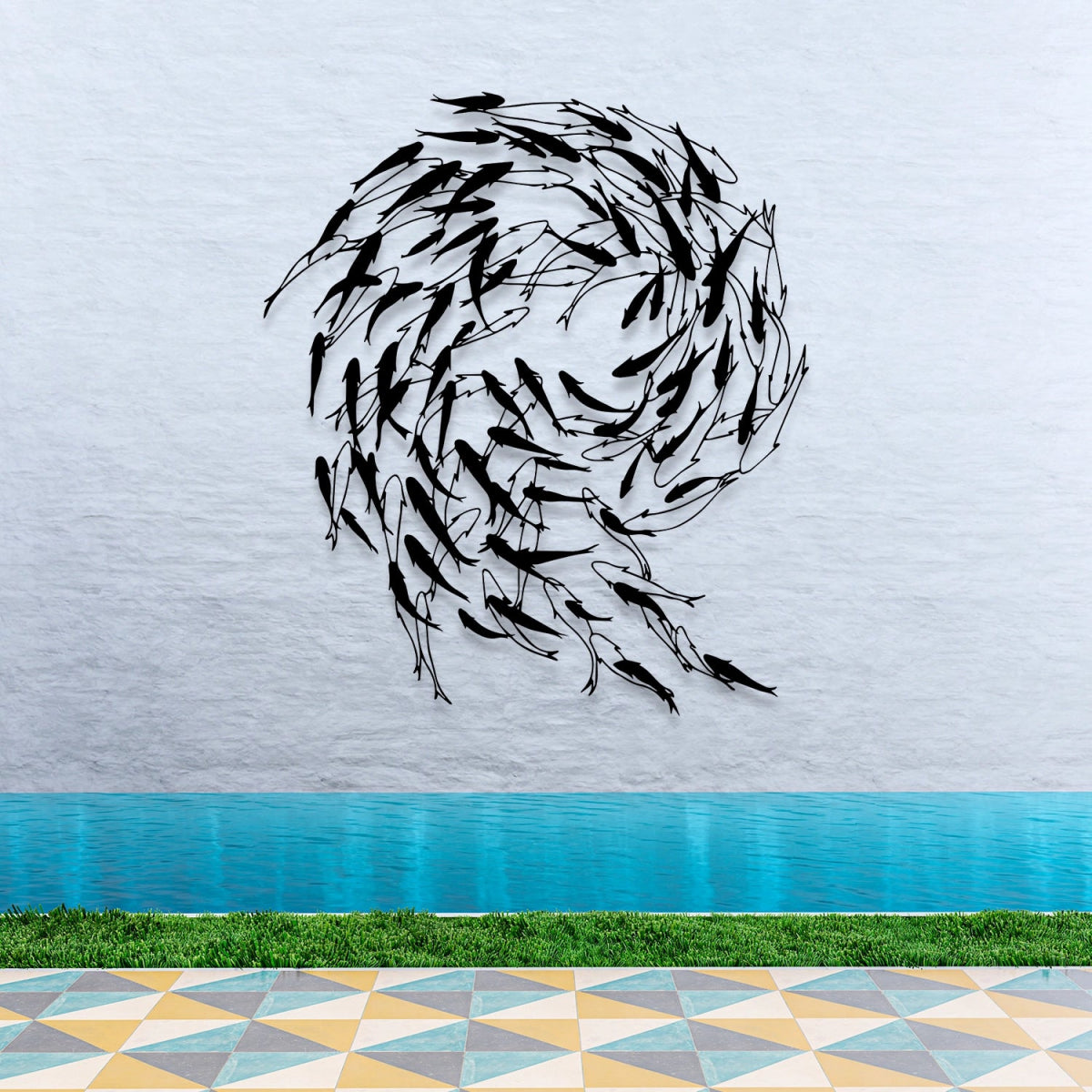 Swirling Fish School Metal Wall Art - BrossHome Metal Wall Art