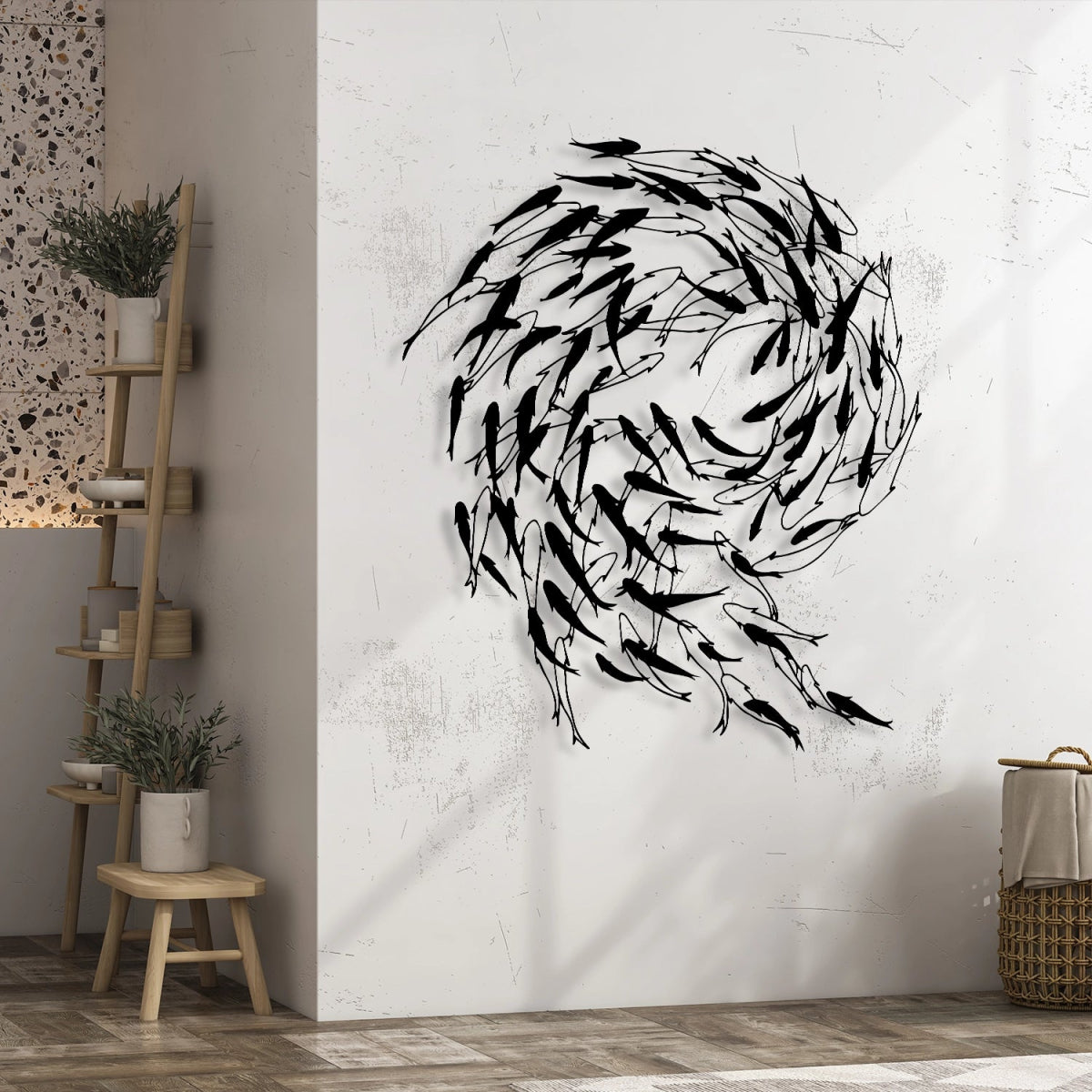 Swirling Fish School Metal Wall Art - BrossHome Metal Wall Art