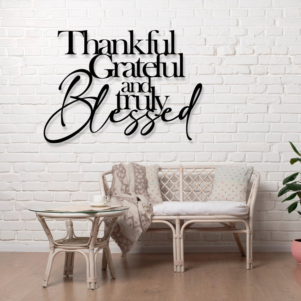 Thankful Grateful Blessed Wall Art - BrossHome Metal Wall Art