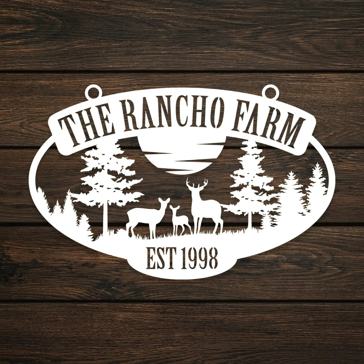 The Rancho Farm Custom Metal Sign with Wildlife and Trees - BrossHome Metal Wall Art