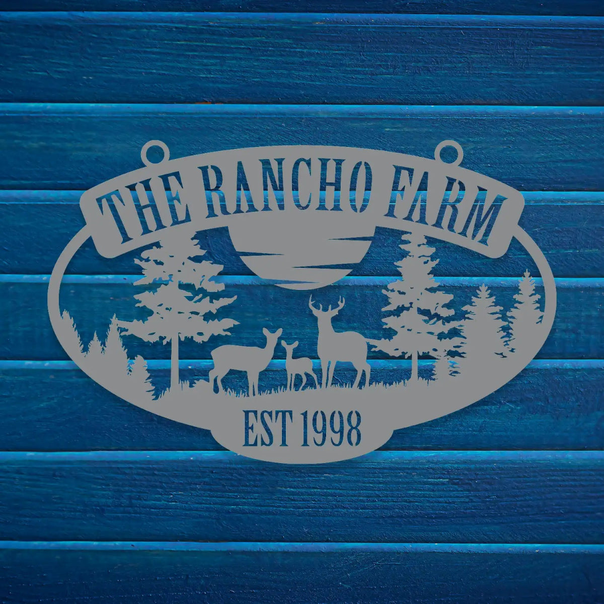 The Rancho Farm Custom Metal Sign with Wildlife and Trees - BrossHome Metal Wall Art
