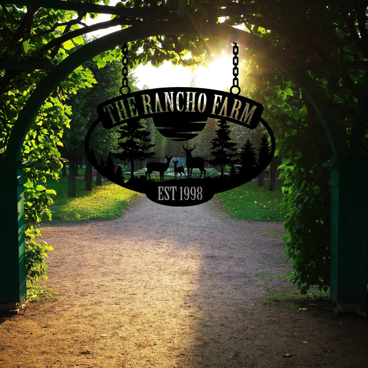 The Rancho Farm Custom Metal Sign with Wildlife and Trees - BrossHome Metal Wall Art