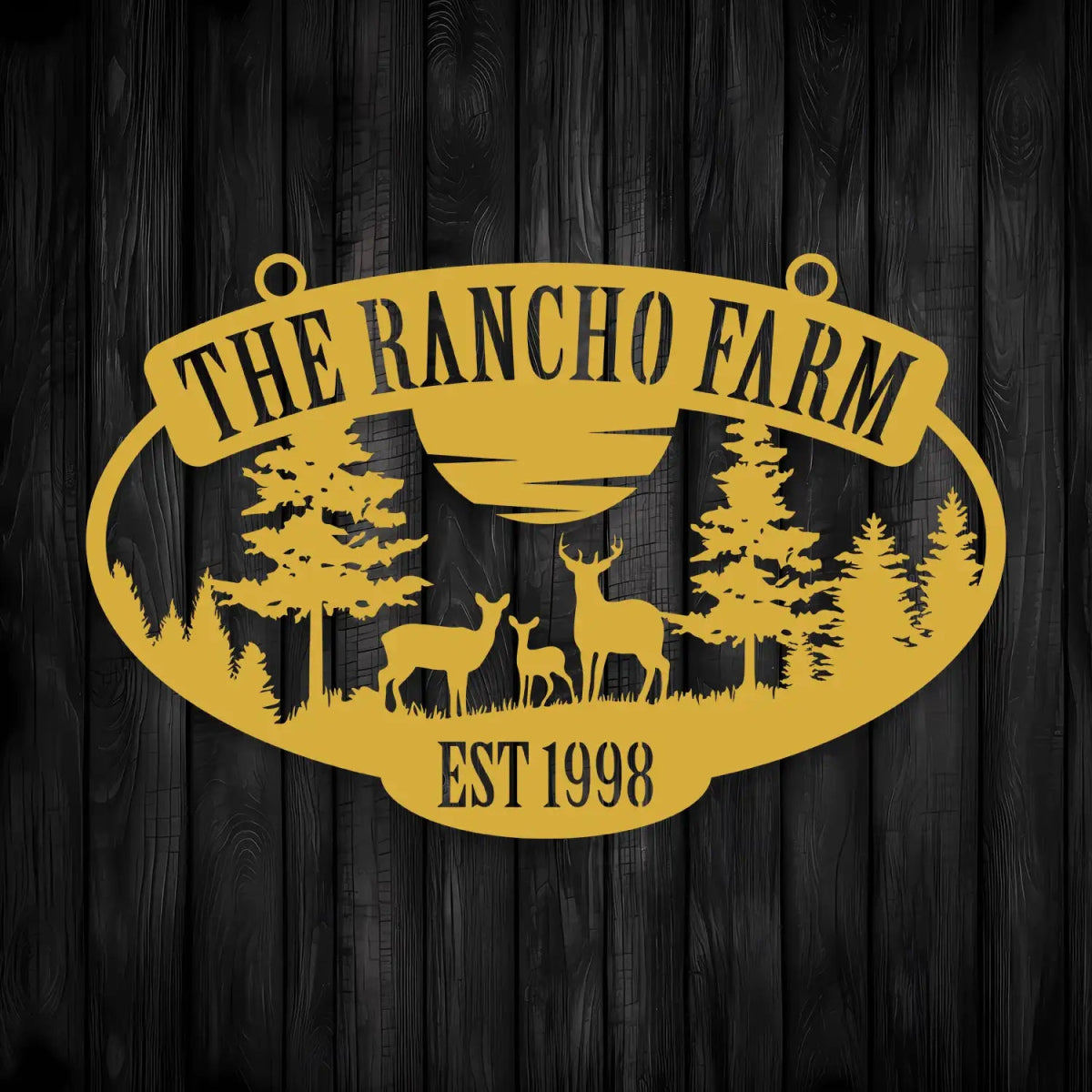 The Rancho Farm Custom Metal Sign with Wildlife and Trees - BrossHome Metal Wall Art