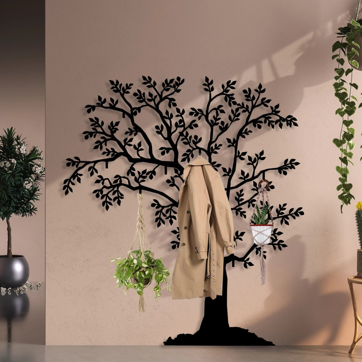 Tree of Life Metal Wall Coat Rack - BrossHome Metal Wall Art