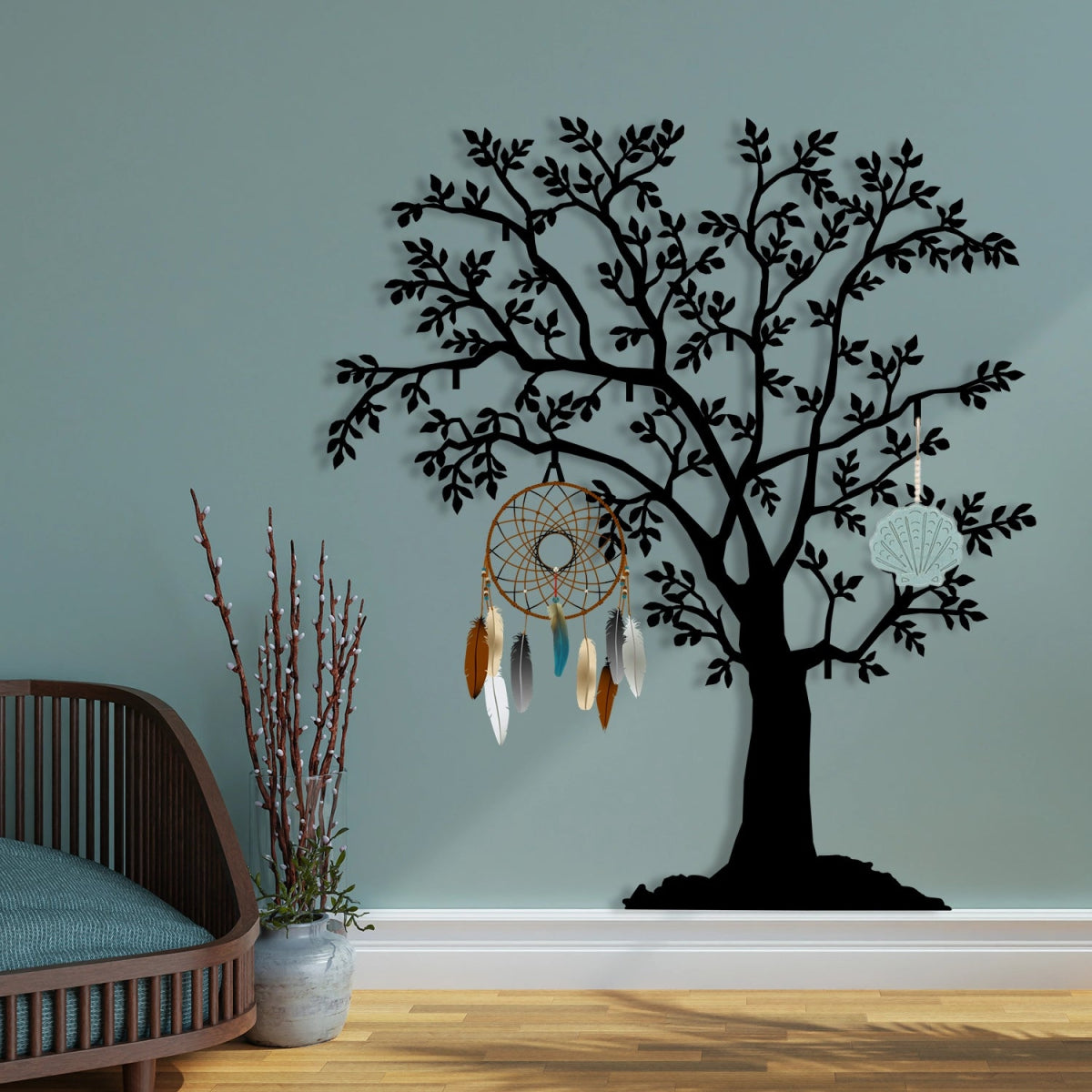 Tree of Life Metal Wall Coat Rack - BrossHome Metal Wall Art