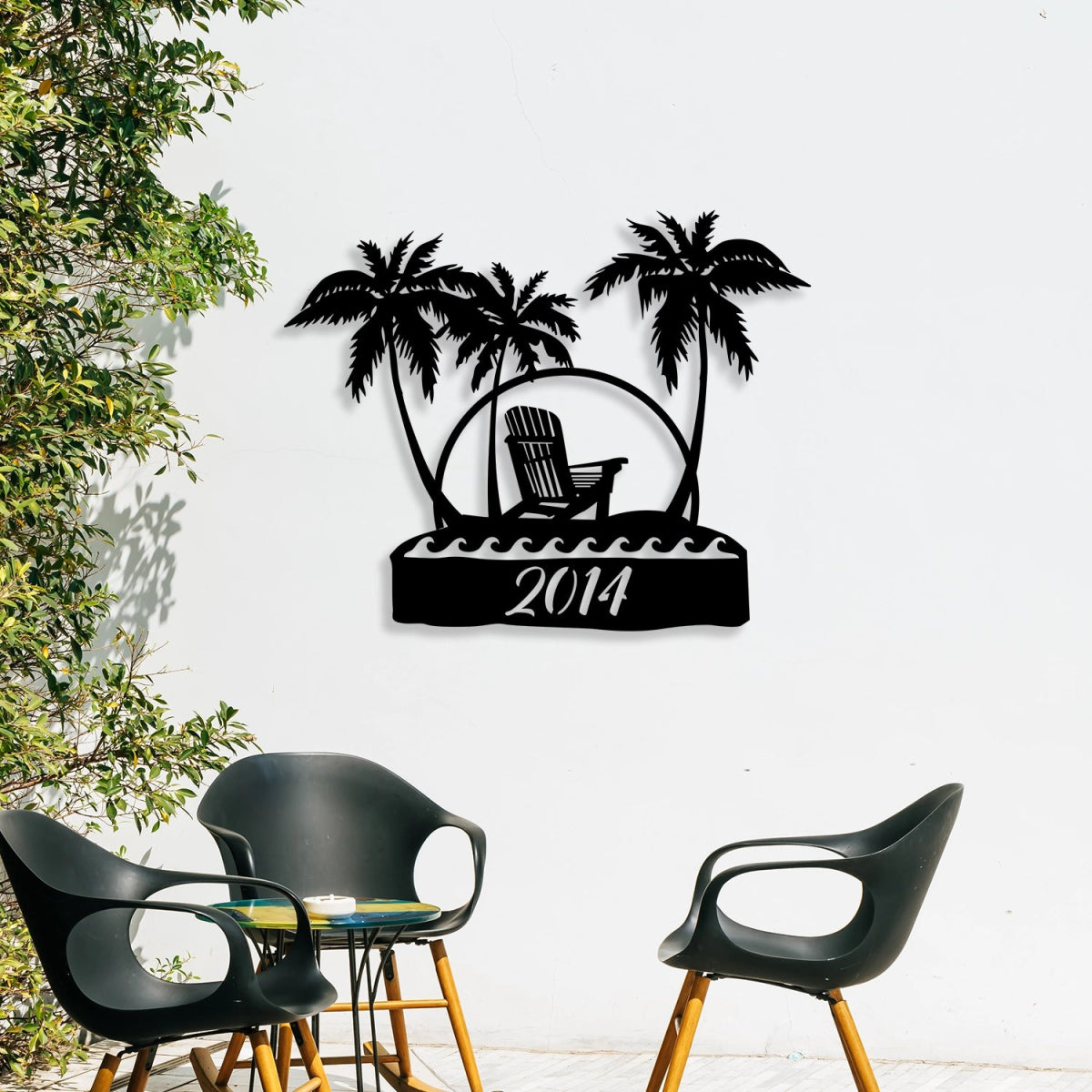 Tropical Palm Metal Garden Sign - BrossHome Metal Wall Art