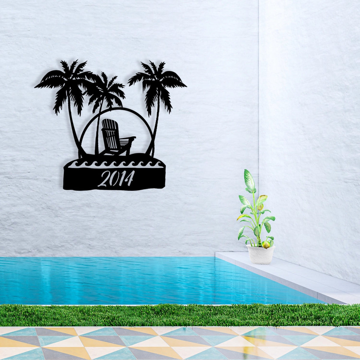 Tropical Palm Metal Garden Sign - BrossHome Metal Wall Art