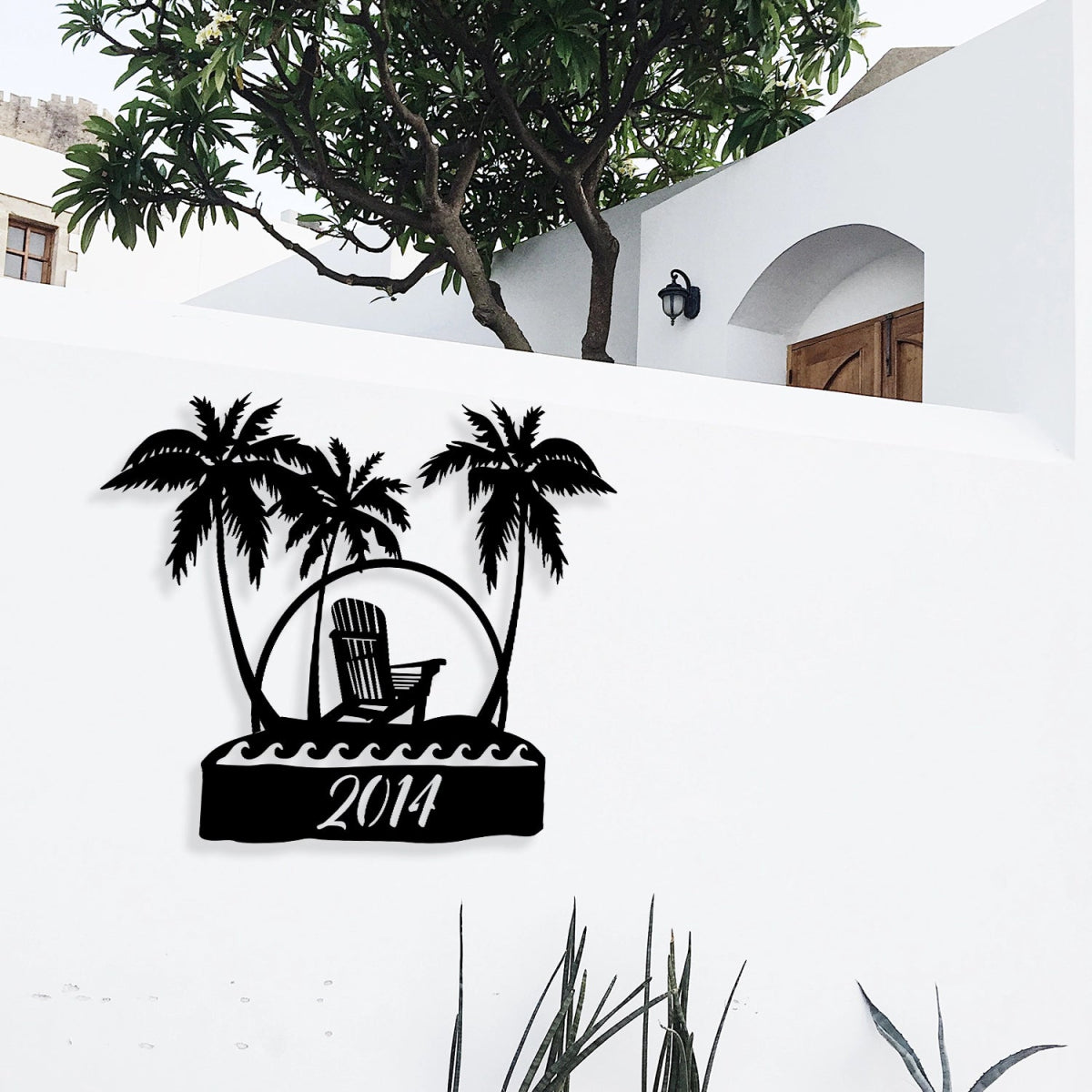 Tropical Palm Metal Garden Sign - BrossHome Metal Wall Art