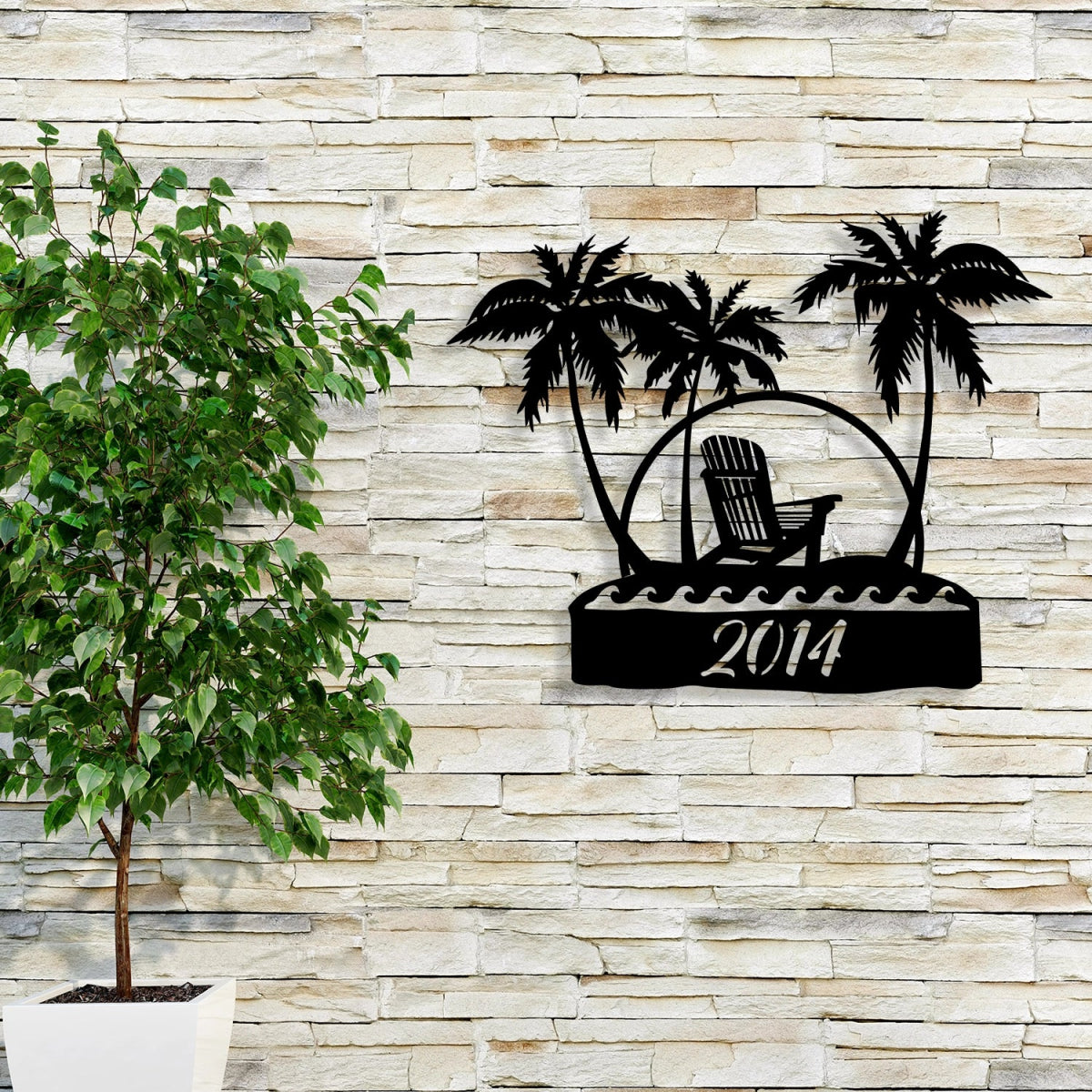 Tropical Palm Metal Garden Sign - BrossHome Metal Wall Art