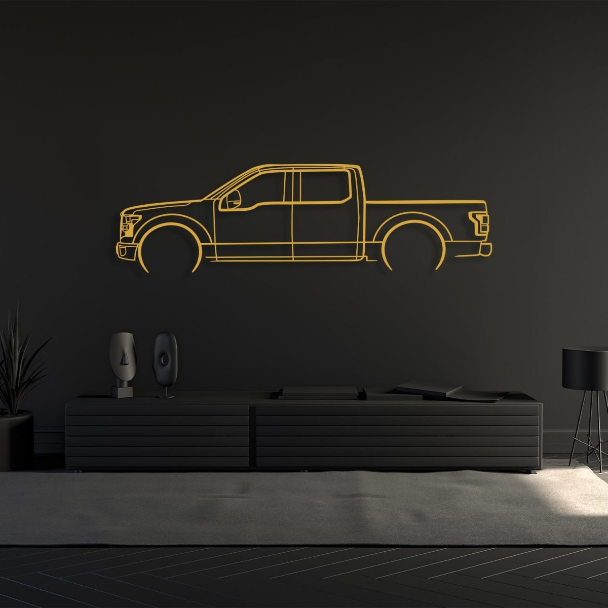 Truck Metal Sign (F150) - Metal Car Silhouette Wall Art - BrossHome Metal Wall Art