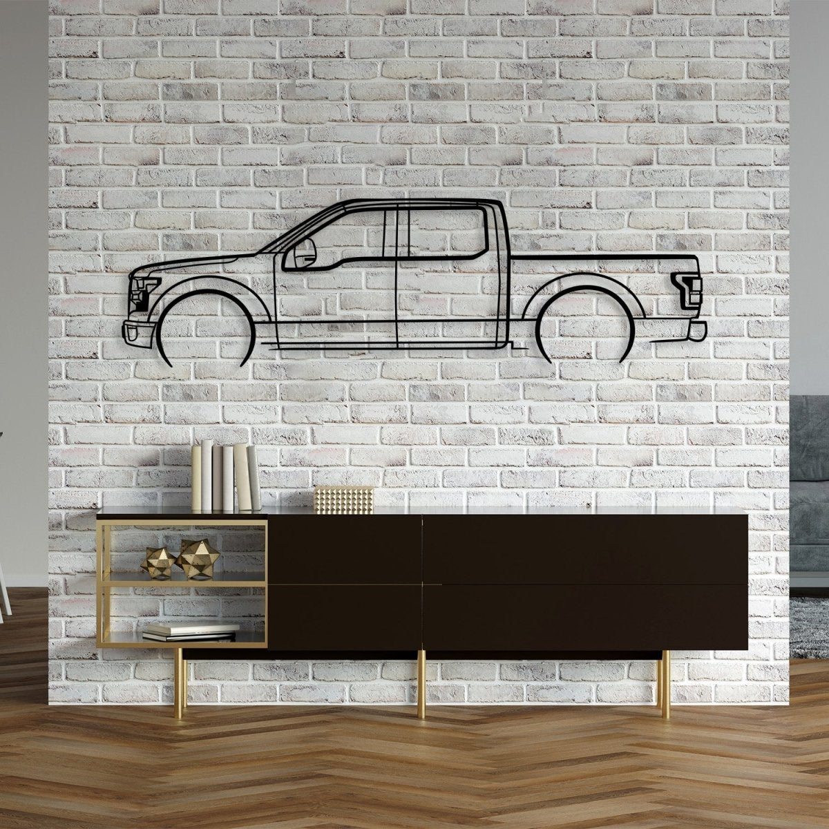 Truck Metal Sign (F150) - Metal Car Silhouette Wall Art - BrossHome Metal Wall Art