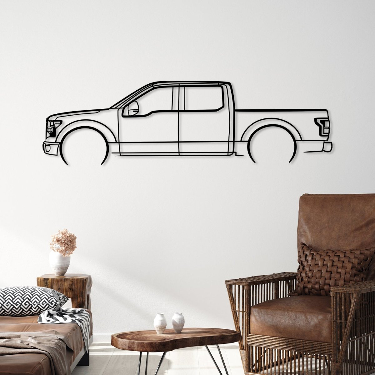 Truck Metal Sign (F150) - Metal Car Silhouette Wall Art - BrossHome Metal Wall Art
