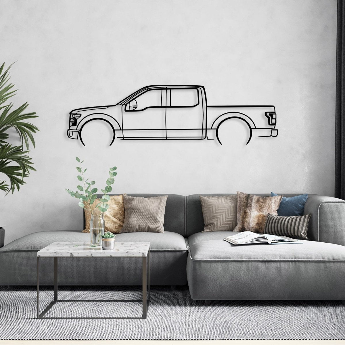 Truck Metal Sign (F150) - Metal Car Silhouette Wall Art - BrossHome Metal Wall Art