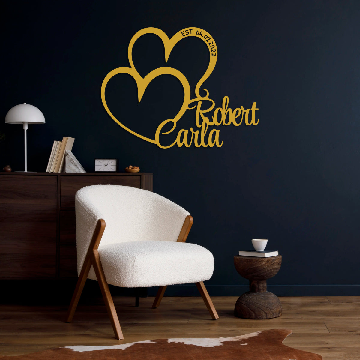 Valentine’s Special Personalized Double Heart Metal Wall Art - BrossHome Metal Wall Art