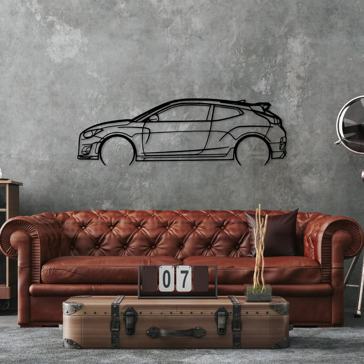 Veloster N Car Silhouette Wall Art - BrossHome Metal Wall Art