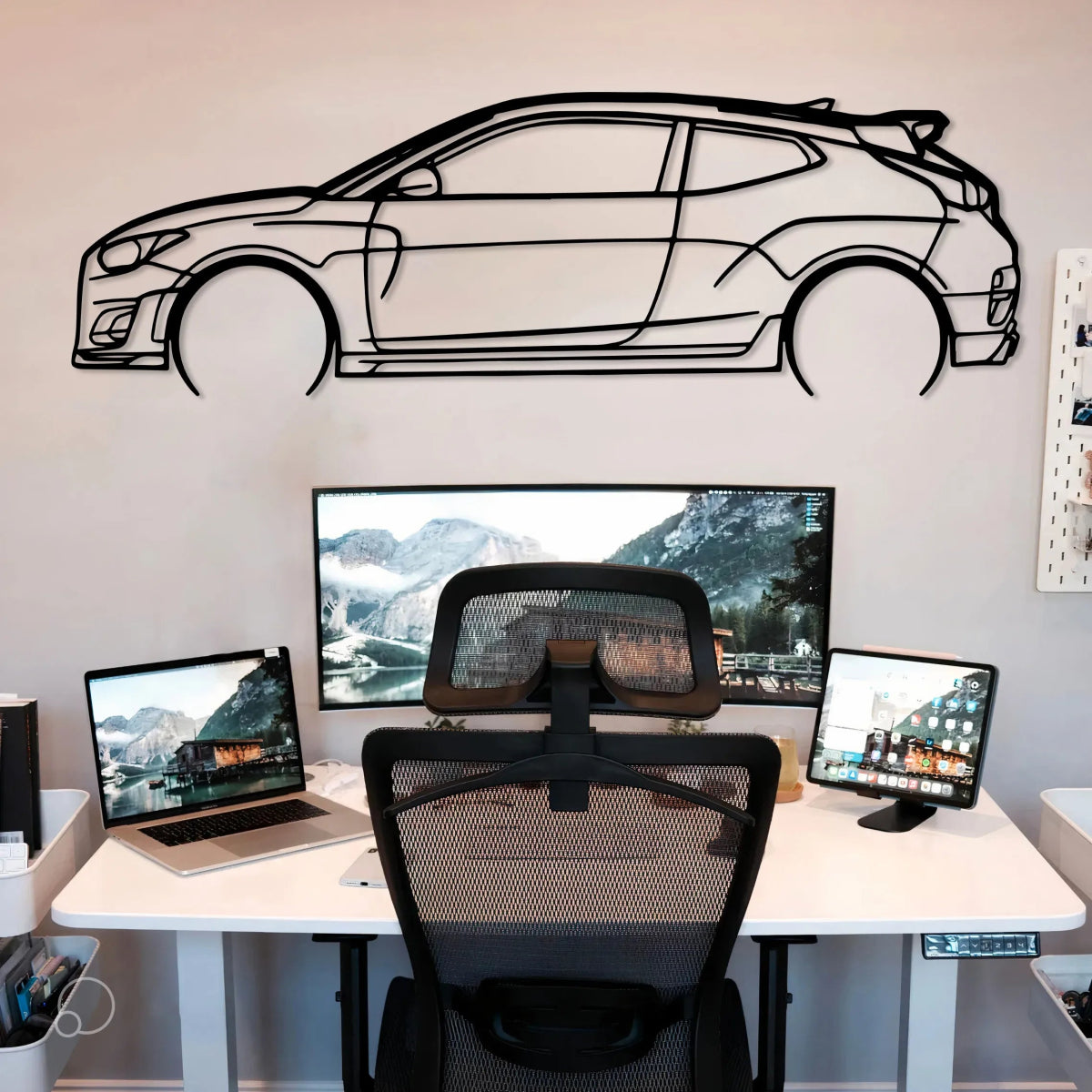 Veloster N Car Silhouette Wall Art - BrossHome Metal Wall Art