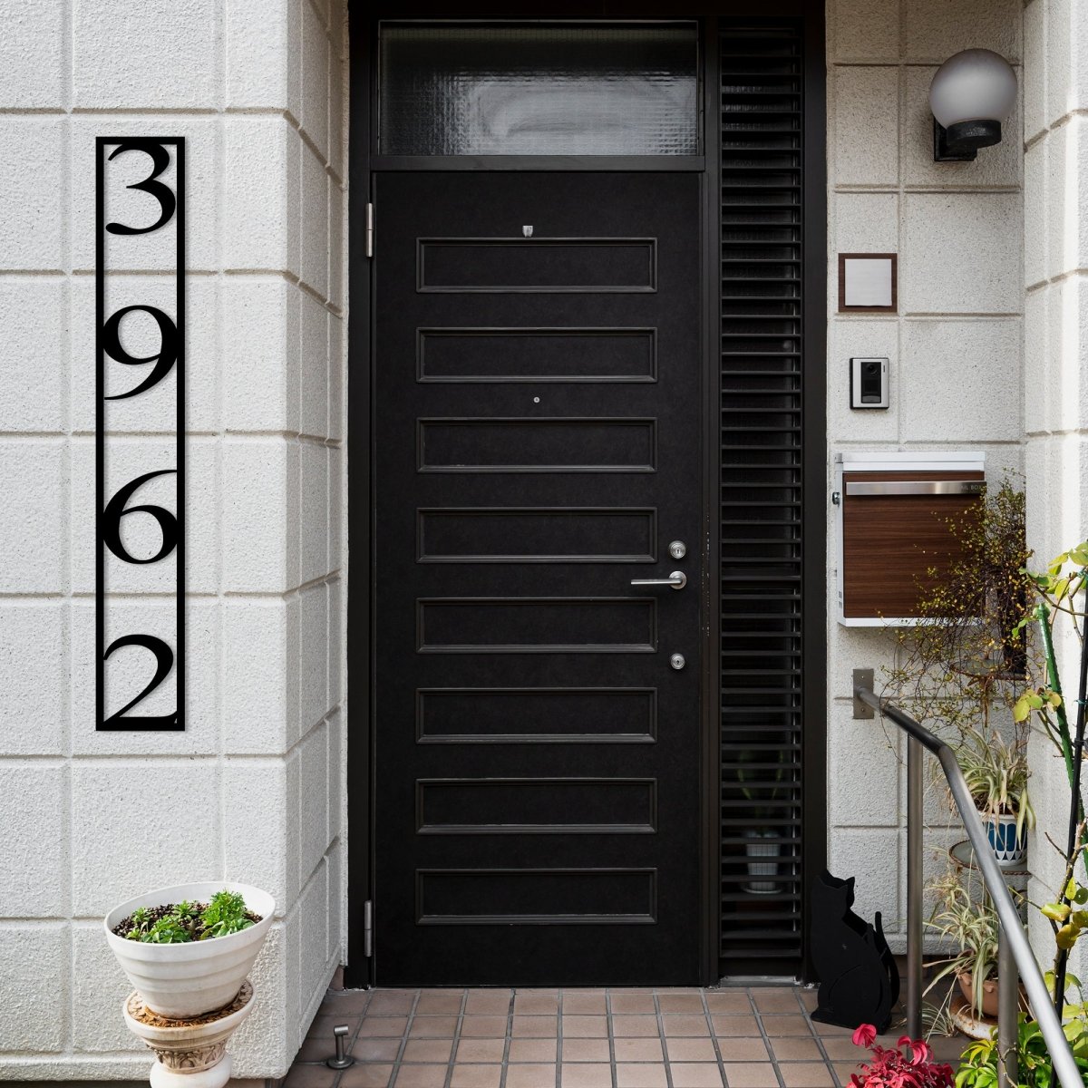 Vertical House Number Metal Garden Sign - BrossHome Metal Wall Art