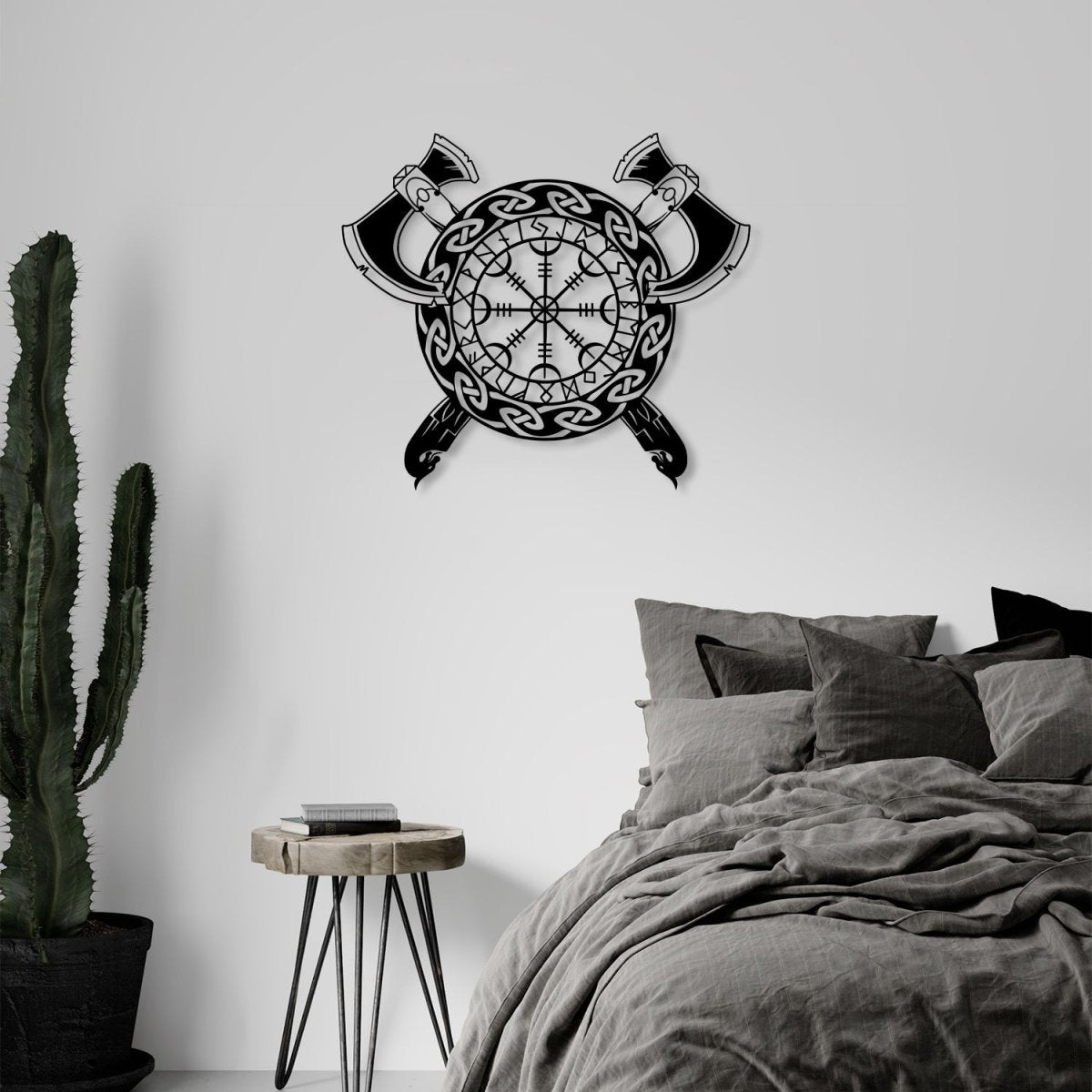 Viking Schield With Axe Metal Wall Art - BrossHome Metal Wall Art