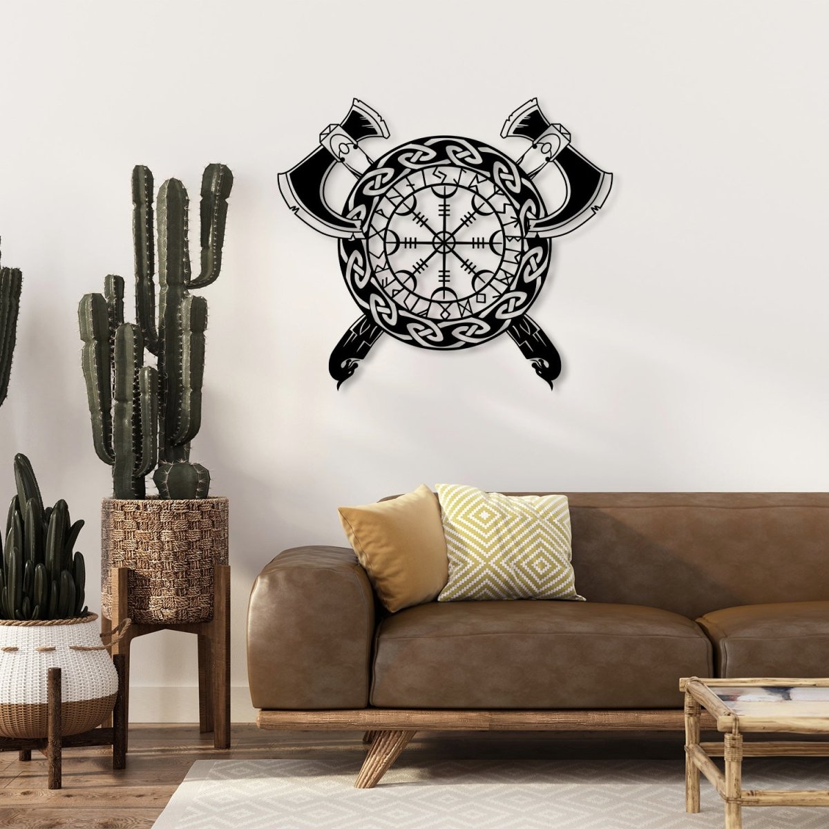 Viking Schield With Axe Metal Wall Art - BrossHome Metal Wall Art