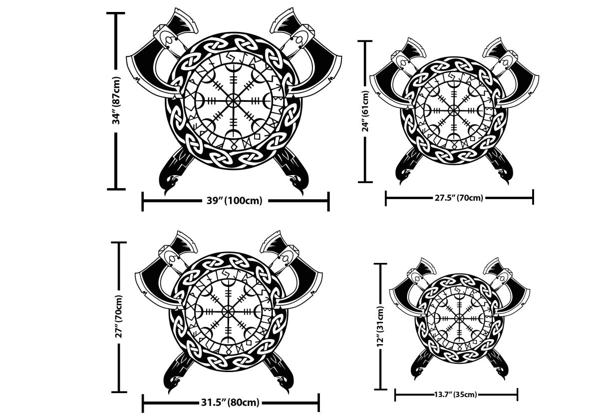 Viking Schield With Axe Metal Wall Art - BrossHome Metal Wall Art