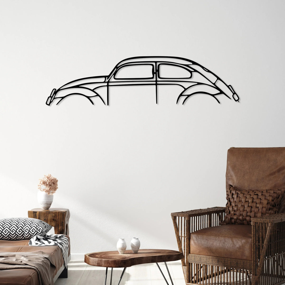 VW Convertible 1960 Car Metal Silhouette Art - BrossHome Metal Wall Art