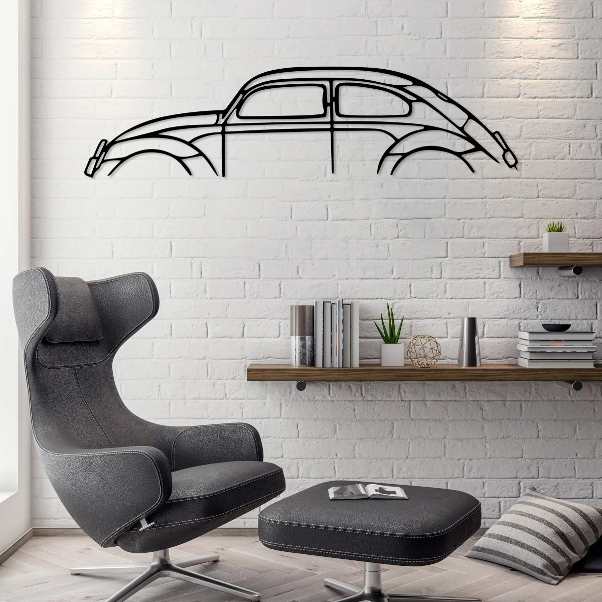 VW Convertible 1960 Car Metal Silhouette Art - BrossHome Metal Wall Art
