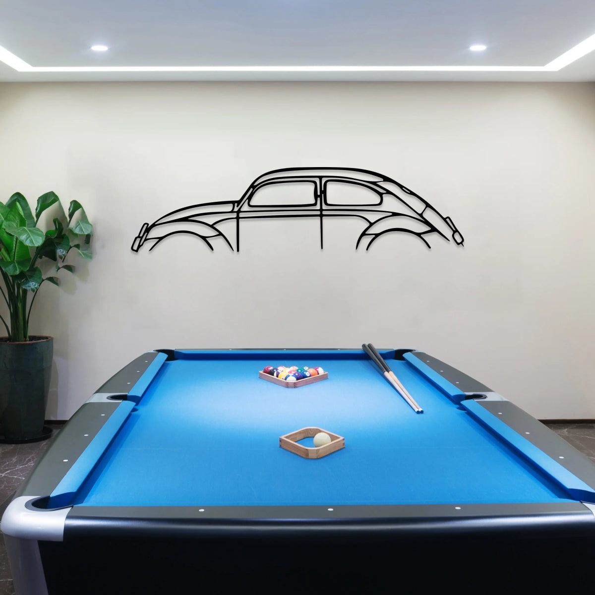 VW Convertible 1960 Car Metal Silhouette Art - BrossHome Metal Wall Art