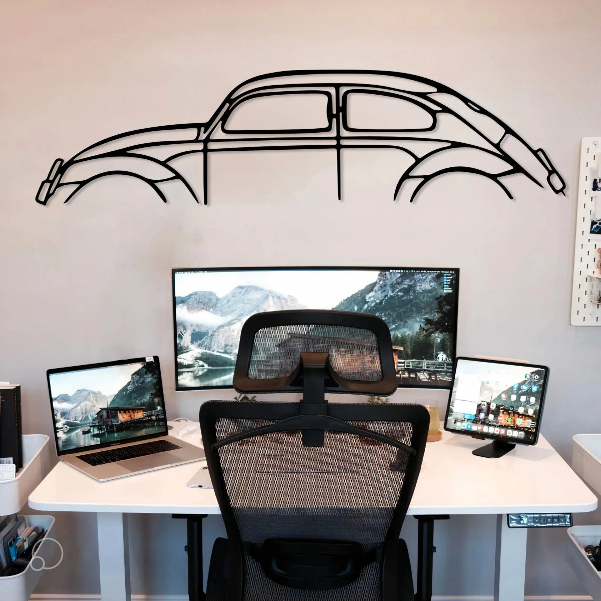 VW Convertible 1960 Car Metal Silhouette Art - BrossHome Metal Wall Art