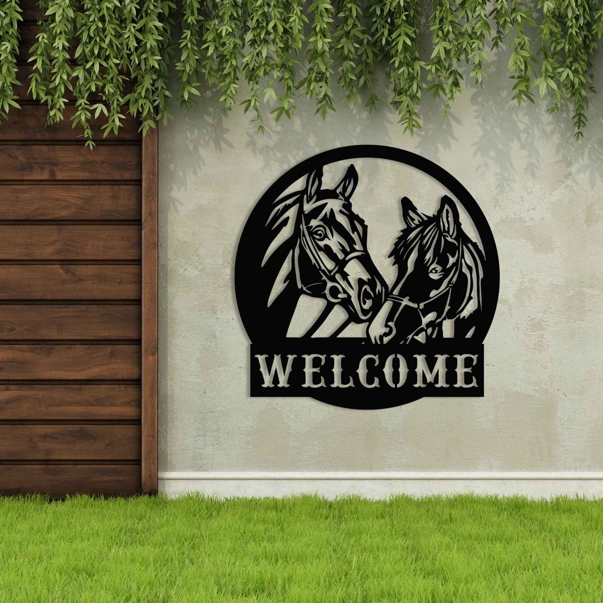 Welcome Horse Metal Garden Sign - BrossHome Metal Wall Art