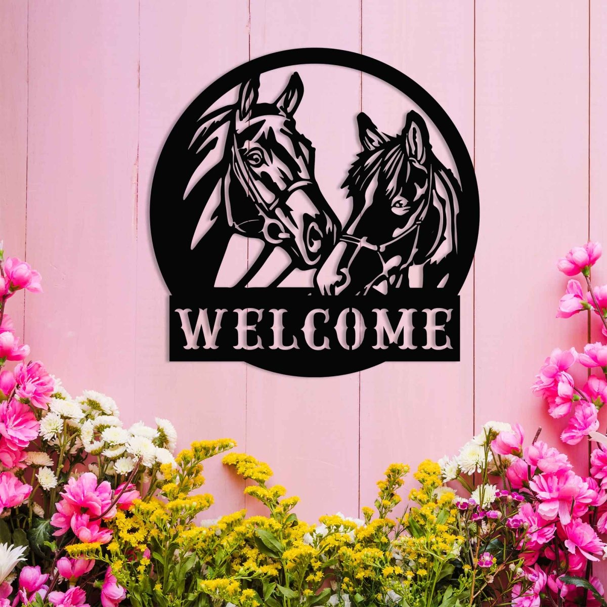Welcome Horse Metal Garden Sign - BrossHome Metal Wall Art