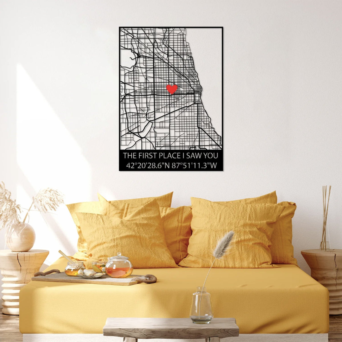 Where We Met Map Metal Wall Art - BrossHome Metal Wall Art