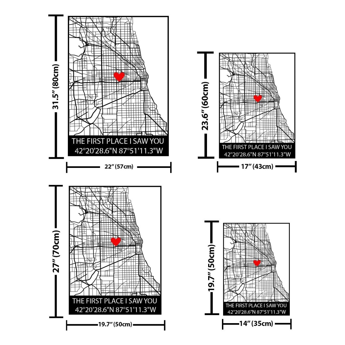 Where We Met Map Metal Wall Art - BrossHome Metal Wall Art