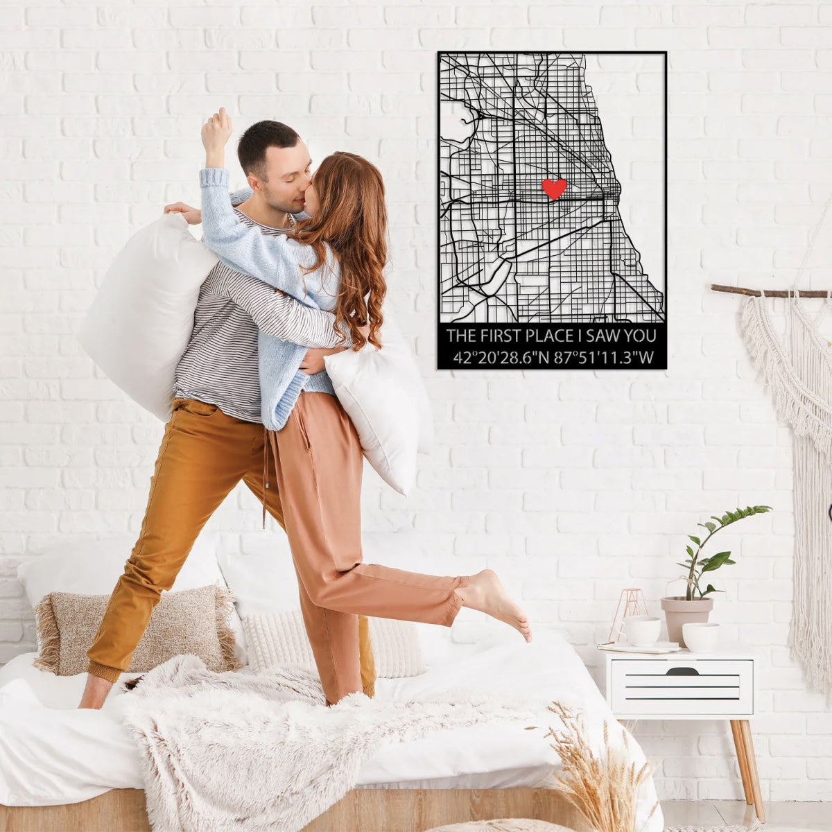 Where We Met Map Metal Wall Art - BrossHome Metal Wall Art