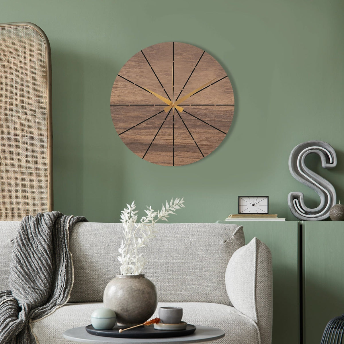 WOOD AND METAL BLACK WALL CLOCK - BrossHome Metal Wall Art