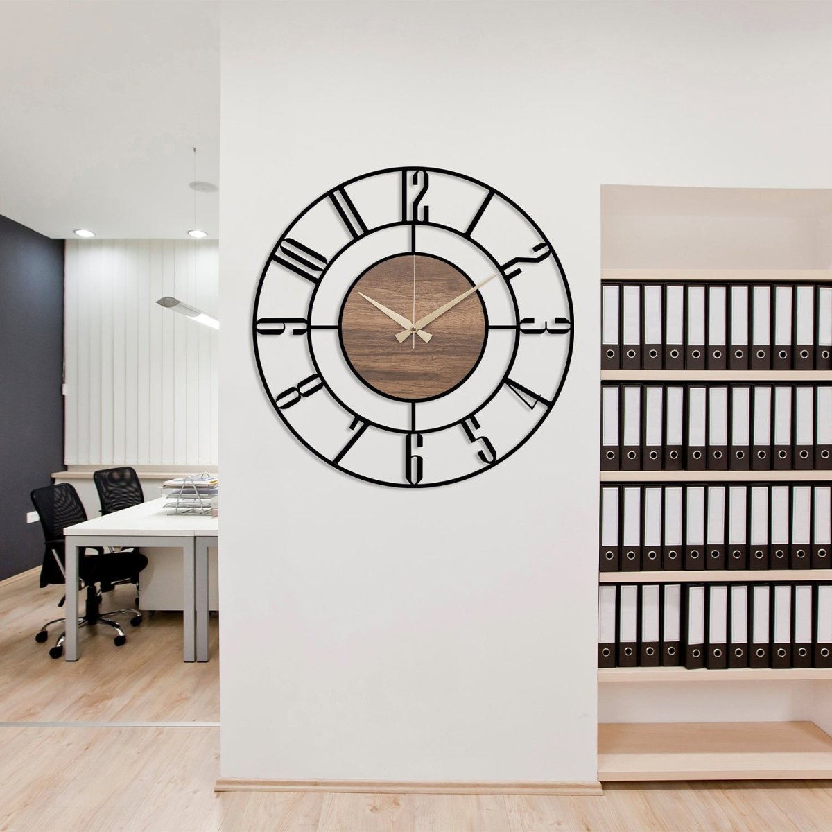 Wood and Metal Wall Clock - BrossHome Metal Wall Art