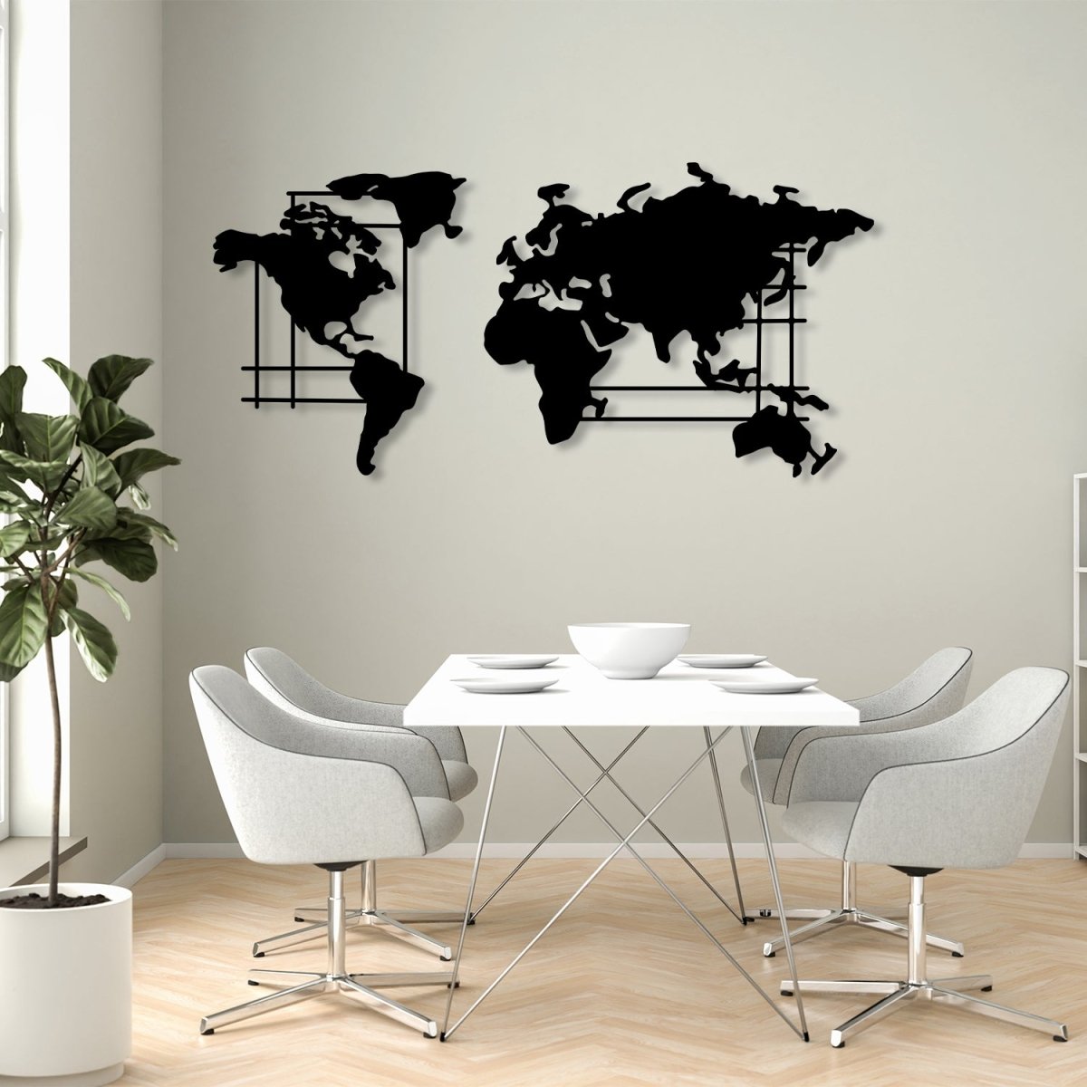 World Map Metal Wall Art - BrossHome Metal Wall Art