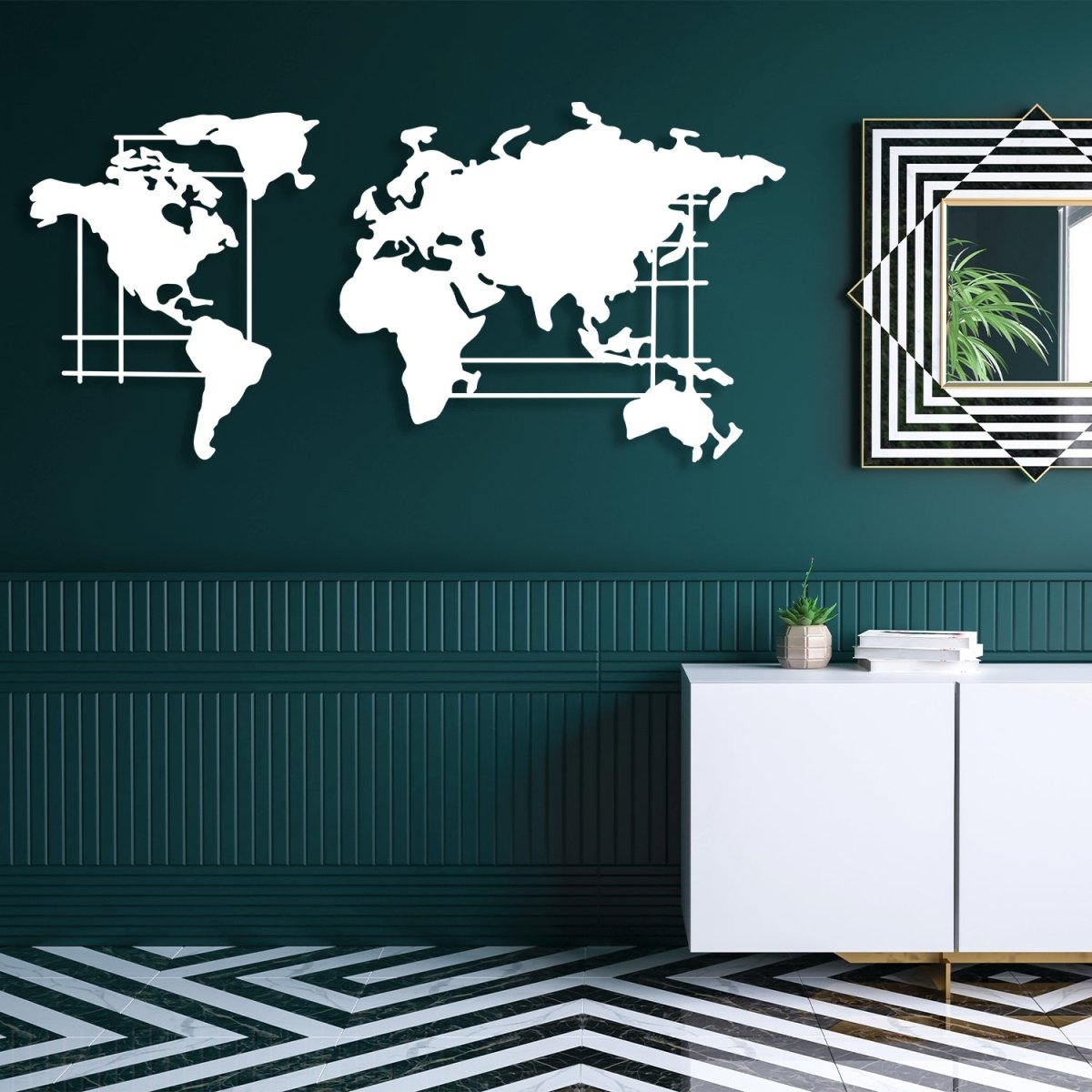 World Map Metal Wall Art - BrossHome Metal Wall Art